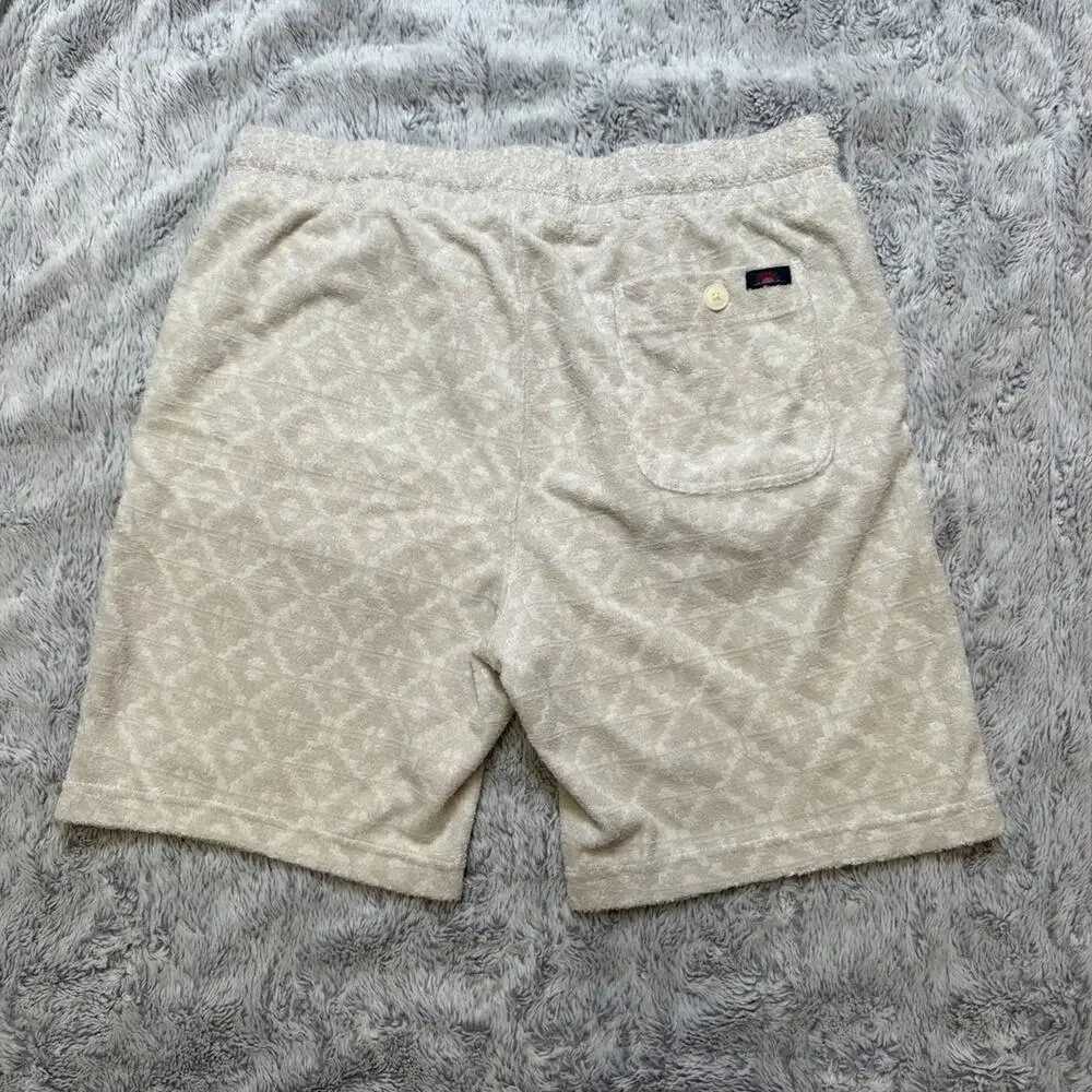 Faherty Cabana Towel Terry Sweatshort Summer Waves Tile Geometric Shorts Size L